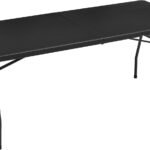 Heavy Duty Portable Folding Table, 6 ft, Indoor & Outdoor, Fold-in-Half Design with Carrying Handle, for Events, Easy Folding and Storage, Black | Portable