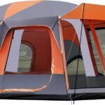 8–10-12 Person Camping Tent, 2 Room Family Tent with Zippered Divider, Porch, Rainfly, Extra Large Waterproof Cabin Tent with 3 Mesh Doors & Windows, Easy Setup 7.1 ft Tall Tent for Outdoor Camping