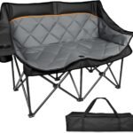 Double Camping Chair, Oversized Padded Heavy Duty Folding Loveseat Chairs | for Adults, with Cup Holders and Side Pockets, Carry Bag Included, for Outdoors Lawns Backyard Patio