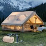 Large Inflatable Tents for Camping, 5-Minute Quick Easy Setup Blow Up Tents with Pump, 4 Season Glamping Waterproof Oxford House, Instant Outdoor Hot Air Tent for Family Parties