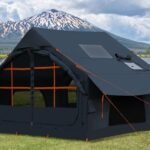 Inflatable Tents for Camping with Stove Jack, 2/4/6/8 Person Easy Setup Blow Up Tents for 4 Seasons Waterproof Inflatable Camping Tent with Awning, Air House Glamping Tents for Camping Adult