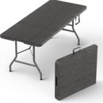 6 Feet Foldable Table with Built in Handle & Steel Legs | 6FT Heavy Duty Folding Portable | Perfect for Party, Dining, Wedding, Events, Picnic Indoor, Outdoor, Camping, Utility, Folding - 6 Foot