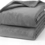 Twin Grey Fleece Blanket, Soft Flannel Bed Blanket | Fuzzy Cozy Blanket 60 x 80 Inches, Multi-use for Bed, Sofa, Couch, Travel, Camping, All Season Warm Lightweight Cover