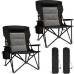 Heavy Duty Camping Chairs with Cup Holder Oversized Folding Chair 500LBS Capacity Outdoor Chair with Headrest,Lawn with Side Pocket for Lawn, Sports and Fishing